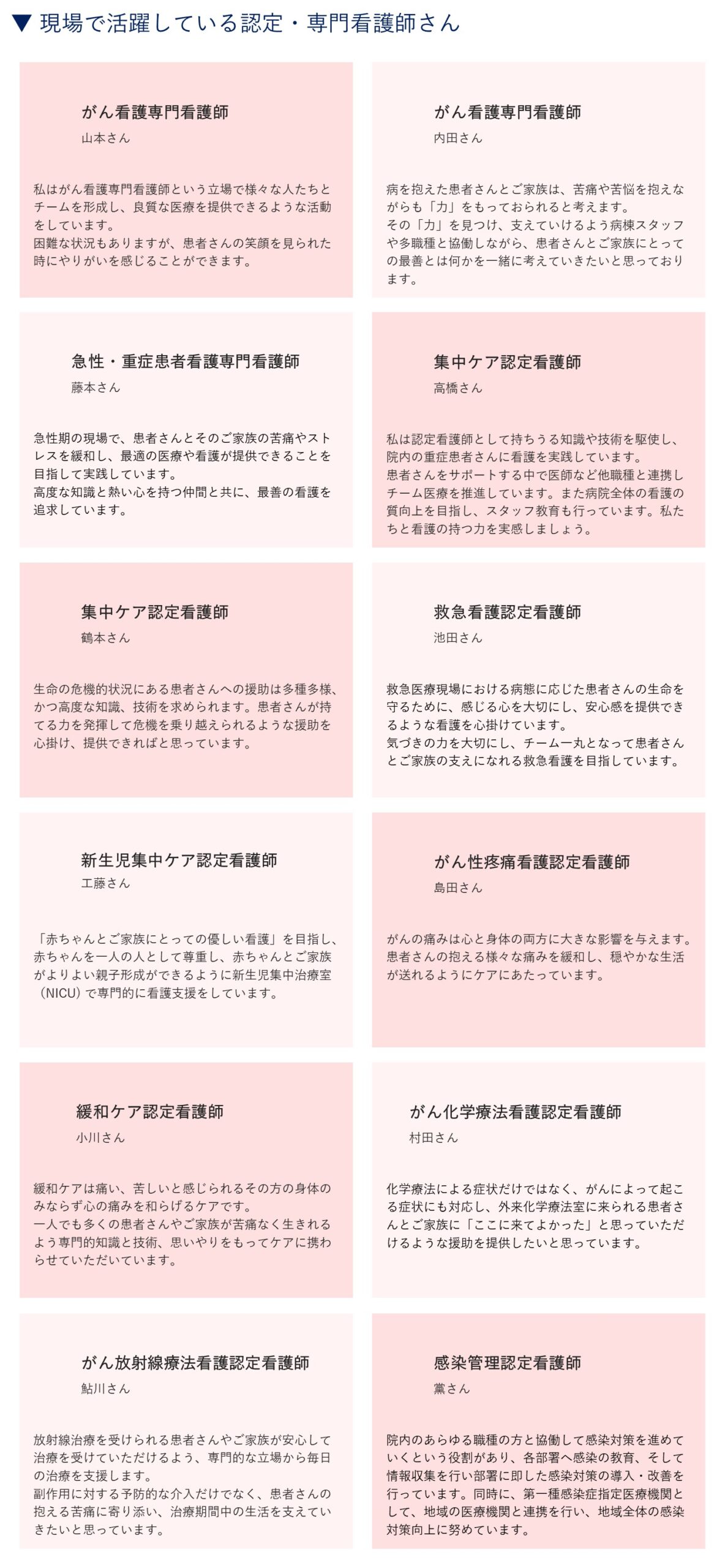 専門・認定看護師資格取得者一覧