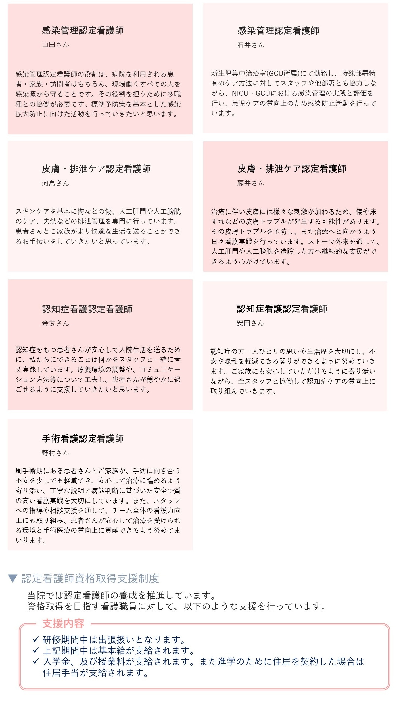 専門・認定看護師資格取得者一覧