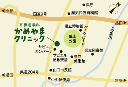 耳鼻咽喉科かめやまクリニックへの経路