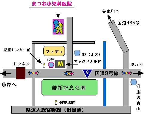まつお小児科医院への経路