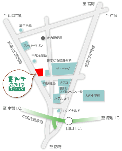 ののはなクリニックへの経路