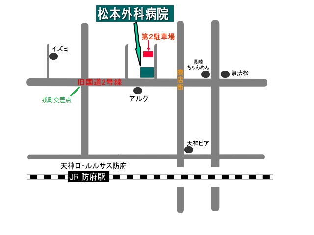 松本外科病院への経路